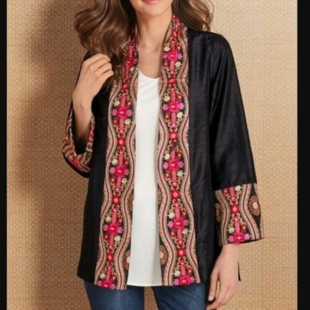 Soft Surroundings 100% Silk Imperia Jacket M NWT